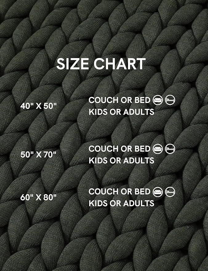 YnM Chunky Throw Blanket, Medium-Weight, Hand Knitted, Skin Friendly, Ventilated and Breathable, Machine Washable, Home Décor Piece for Couch, Sofa and Bed (Olive, 60x80 Inch)-Ruum Studio Home