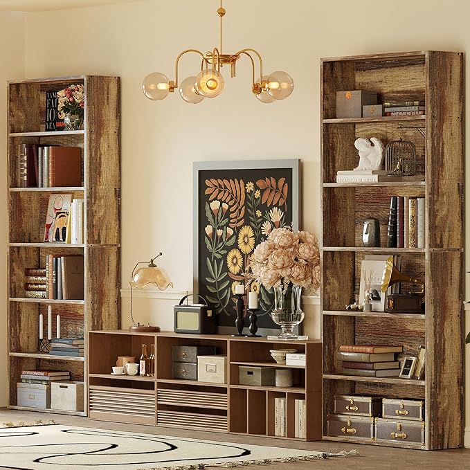 IRONCK Bookshelves and Bookcases Set of 2 Floor Standing 6 Tiers Display Storage Shelves 70 in Tall Bookcase Home Decor Furniture for Home Office, Living Room, Bed Room-Ruum Studio Home