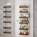 bukfen Over the Door Pantry Organizer, 6-Tier Adjustable Wooden Basket Kitchen Pantry Door Organization and Storage, Heavy-Duty Metal Hanging Kitchen Spice Rack,D6.3 x W17.71 x H50.60 inch,White-Ruum Studio Home