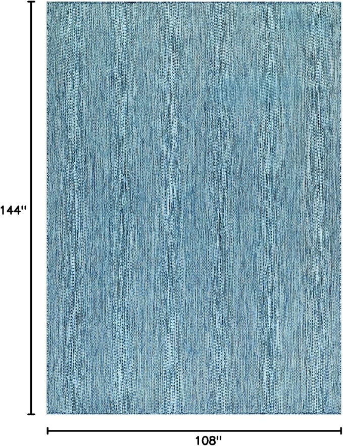Washable Indoor Outdoor Rug 9x12 Weather Resistant Area Rugs Modern Solid for Porch Deck Balcony Backyard Patio Outside Carpet (9 X 12 Aqua Blue)-Ruum Studio Home