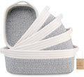 NaturalCozy 5-Piece Rectangle Storage Basket Set- Natural Cotton Rope Woven Baskets for Organizing! Small Basket for Montessori, Baby Nursery, Dog Toy Baskets, Cat Toy Box, Bathroom Organization Bin-Ruum Studio Home