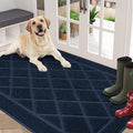 BEQHAUSE Dirt Trapper Door Mat 36" x 60", Doormat Non-Slip Entryway Rugs Washable, Dog Door Mat Stain Resistant and Absorbent Welcome Floor Mat for Front Back Door, Muddy Wet Shoes & Paws, Navy Blue-Ruum Studio Home