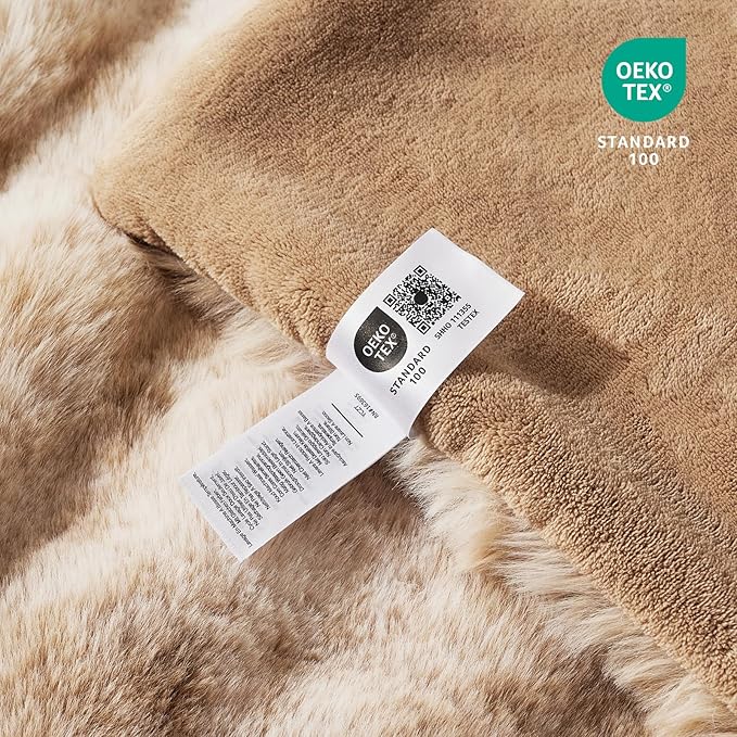 Cozy Bliss Faux Fur Throw Blanket for Couch, Fuzzy Soft Plush Thick Bubble Blanket for Sofa Bedroom Living Room, 50 * 60 Inches Tie-dye Beige-Ruum Studio Home