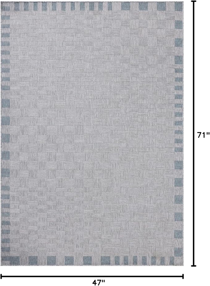 Loloi Amber Lewis Topanga Collection TOP-07 Silver/Blue 3'-11" x 5'-11" Indoor/Outdoor Accent Rug-Ruum Studio Home