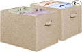 SIMPLE HOUSEWARE 15 x 13 Inch Collapsible Fabric Storage Bin with Handles, 2 Pack, Beige-Ruum Studio Home