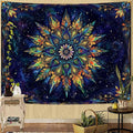 Fowocu Boho Floral Mandala Tapestry for Bedroom Aesthetic Blue Bohemian Colorful Flower Wall Tapestry Purple Hippie Indian Small Tapestries Wall Hanging for Living Room Dorm Decor 48 x 36 Inch-Ruum Studio Home