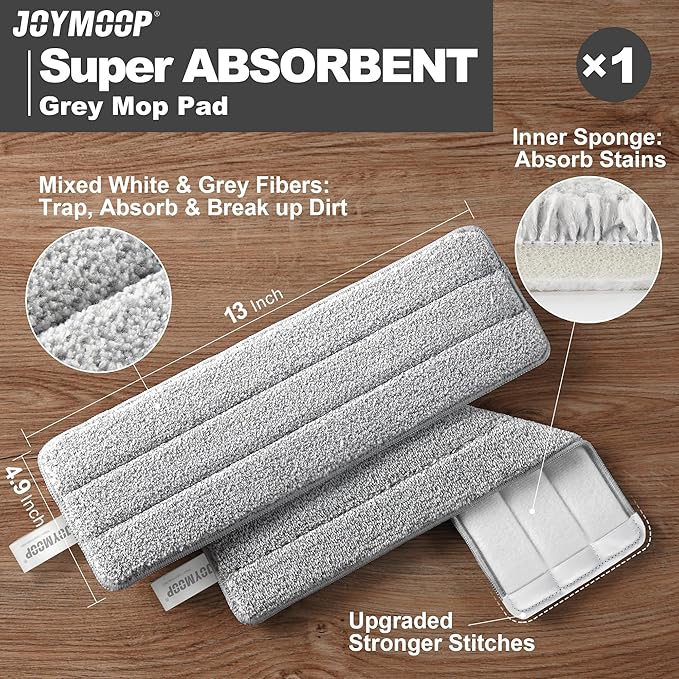 JOYMOOP Hands-Free Self-Cleaning Microfiber Mop and Bucket with Wringer Set for Home, Mops for Floor Cleaning and Wall Cleaner, Hardwood, Tile, Laminate, Vinyl Floors, Smooth Walls, and Glass Windows-Ruum Studio Home