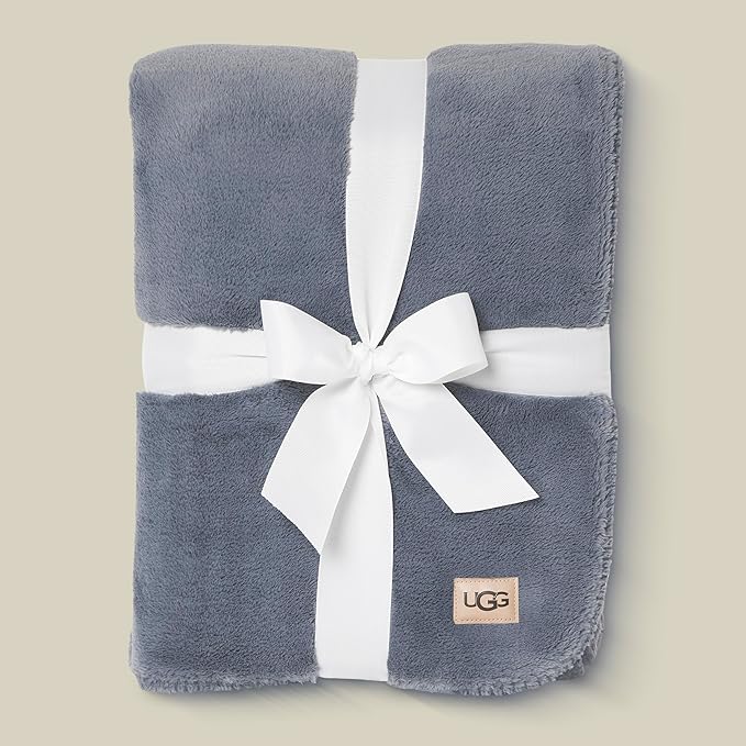 UGG Whitecap Plush Throw Blanket Fleece Lightweight Soft Cozy Throw for Couch or Bed Luxury Home Decor for Living Room Washable Hypoallergenic Blankets for Dorm Decor, 50-inch x 70-inch, Denim Blue-Ruum Studio Home