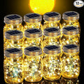 Cooo 12 Pack Solar Lanterns Outdoor Waterproof Upgraded Crystal Glass Solar Mason Jar Lights 30 LED 215% Larger SolarPanel, Anti-Rust Lid（Just a Little More,Get Double The Delight-Warm White）-Ruum Studio Home
