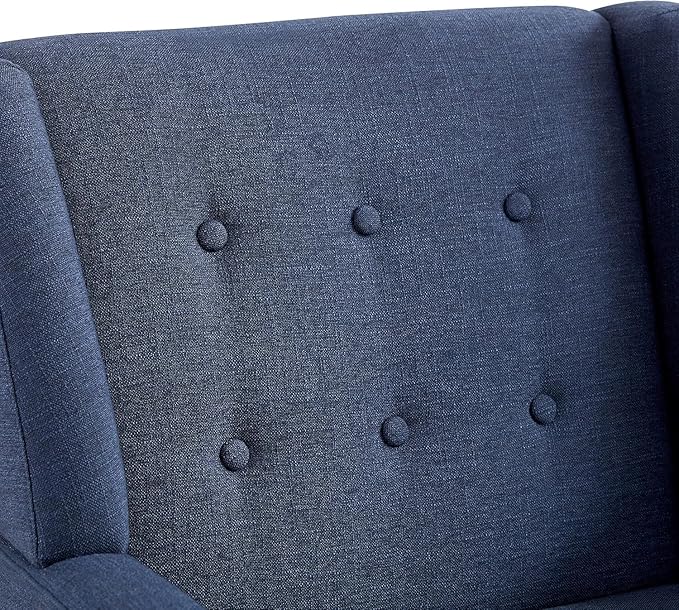 HUIMO Accent Chairs Set of 4, Upholstered Button Tufted Armchair, Linen Fabric Sofa Chairs for Bedroom, Living Room, Mid Century Modern Comfy Reading Chair (4, Dark Blue)-Ruum Studio Home
