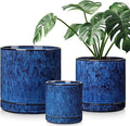 vancasso Ceramic Planters, Plant Pots for Indoor Plants, 6.25+8.25+10.25 Inch Ceramic Pots for Plants, Flower Pots with Drainage Holes (Blue, 6.25+8.25+10.25 Inch)-Ruum Studio Home
