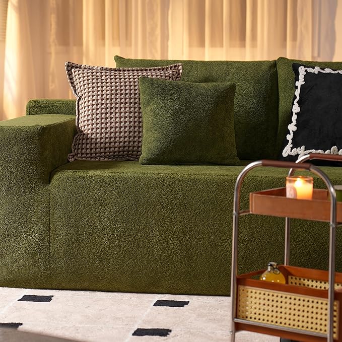 ovios 104" Cloud Sectional Couch with L-Shape Chaise,Modern Modular Sofa with Deep Seat, Upholstered Couches for Living Room Bedroom,No Assembly Required, Green (Cloud Velvet)-Ruum Studio Home