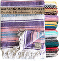 Del Mex Classic Mexican Blanket, Large Authentic Woven Falsa Throw (70"x50"), Artisan Southwest Décor for Beach, Yoga, Outdoors (Lavender/Pink)-Ruum Studio Home