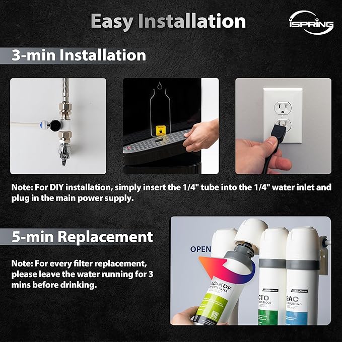 iSpring Bottleless Water Dispenser with Built-in 4-Stage Filtration, Hot/Cold/Room Temp, Self Cleaning, Stainless Steel, Model: DS4S-Ruum Studio Home