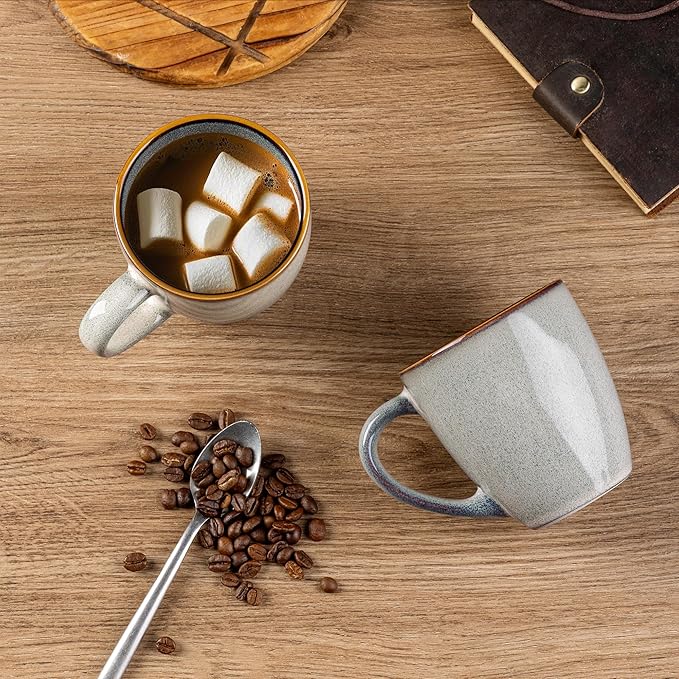 GBHOME Ceramic Coffee Mugs Set of 4, 12oz Stoneware Coffee Mugs Set For Dad Mom Women MEN, Light Weight Coffee Cups for Latte/Tea/Beer/Hot Cocoa, Dishwasher & Microwave Safe-Ruum Studio Home