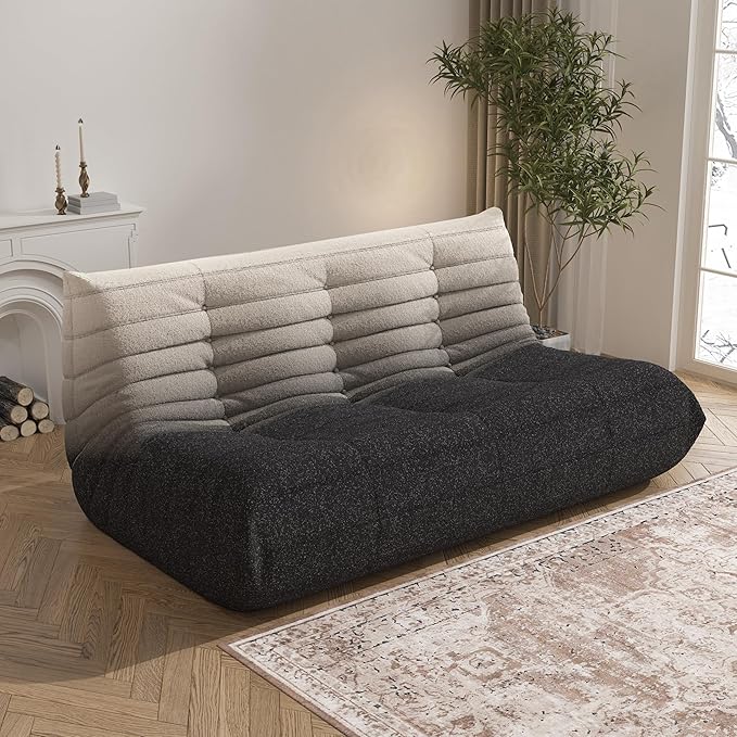 Bean Bag Chair, Oversized Fireside Chair Bean Bag Sofa Large Bean Bag Chair for Adults, 3 Seater Bean Bag Chairs for Teens with High Density Comfortable Foam, Bean Bag for Living Room(Black&White)-Ruum Studio Home