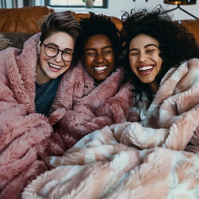 Bedsure GentleSoft Fluffy Dusty Pink Blankets Queen Size for Bed, Thick Sherpa Faux Fur Fleece Fuzzy Plush Winter Warm Soft Queen Blankets, Bedroom Decor Pink Gifts Cozy Gifts for Women Men, 90x90-Ruum Studio Home