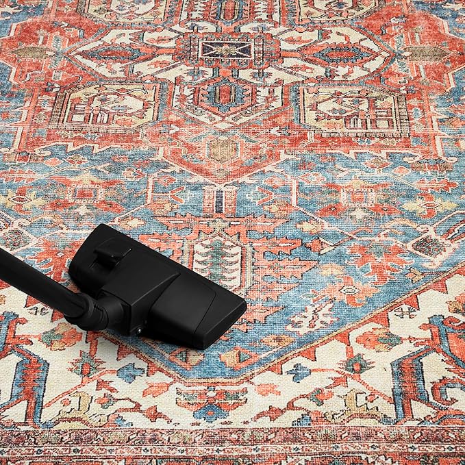 Keen Home Design 8x10 Rug - Machine Washable Area Rug with Non-Slip Backing, Ideal for Living Room, Dining Room, Bedroom - Vintage, Easy Clean, Durable, Low Pile Rug - (8' x 10')-Ruum Studio Home