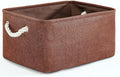 TheWarmHome Decorative Basket Rectangular Fabric Storage Bin Organizer Basket with Handles for Clothes Storage (Brown, Large-1Pack,15L*10.5W*8H)-Ruum Studio Home