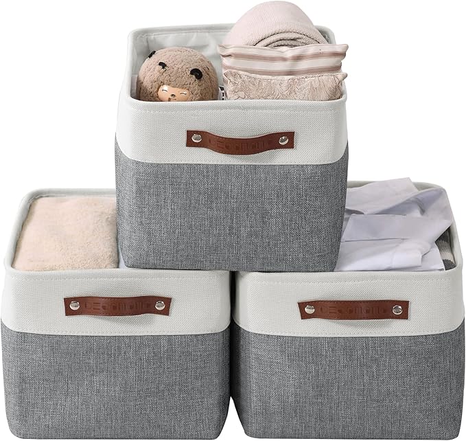 DECOMOMO Storage Baskets for Shelves - Fabric Closet Organizers and Storage Bins, Perfect Baskets for Organizing Closet Toys Nursery (Slate Grey and White, XL - 3 Pack)-Ruum Studio Home