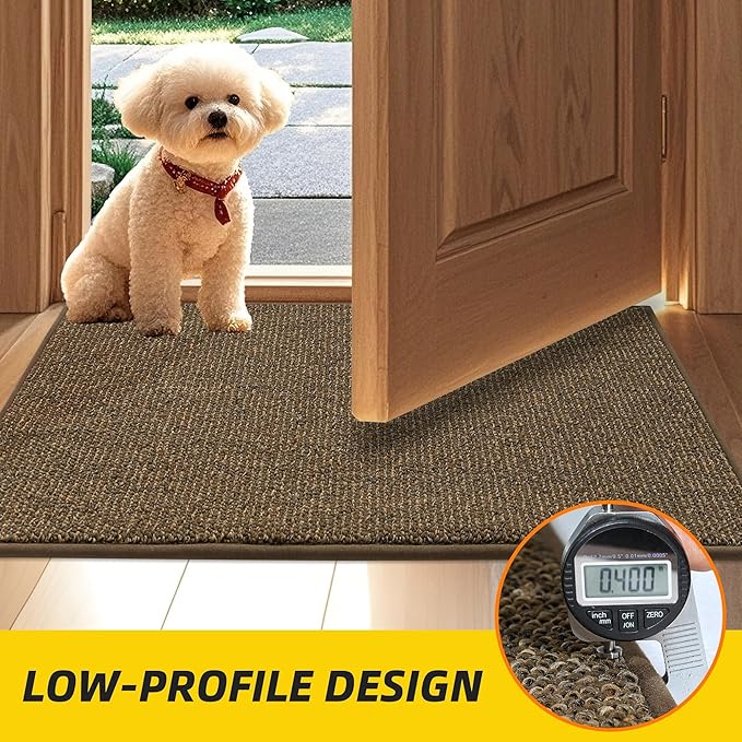 JSEI Dirt Trapper Door Mat 24"x60" Non-Slip Washable Entrance Mat, Dog Doormats, Absorbent & Fade-Resistant Floor Mats, Low Profile Welcome Mats for Entryway, Front Door, and Inside Entrance, Brown-Ruum Studio Home