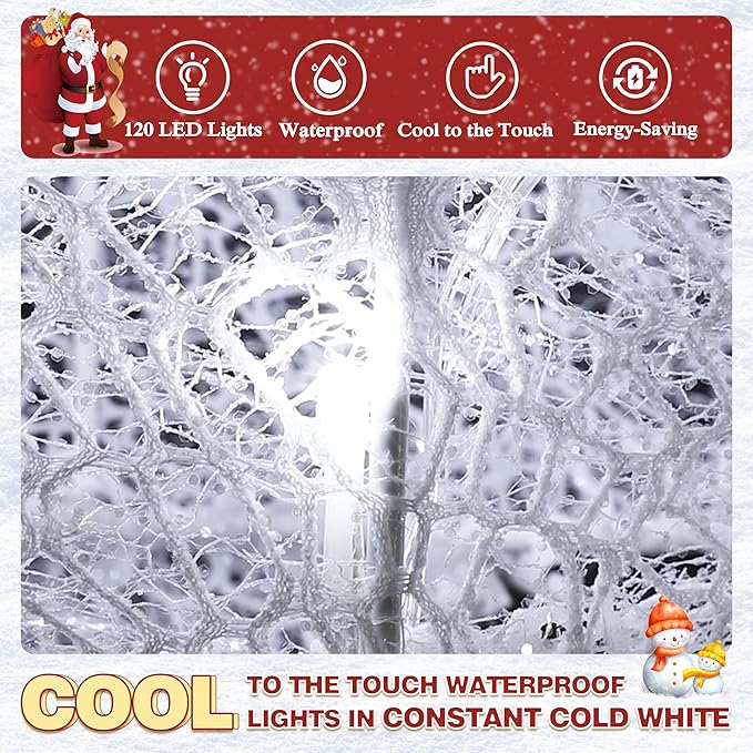 6FT Lighted Freestanding Lamp Post for Christmas Decoration, Pre-Lit Iridescent Post Lamp with 120 LED Lights & Removable Bow, Outdoor 3D Glittered Standing Festival Display, White-Ruum Studio Home