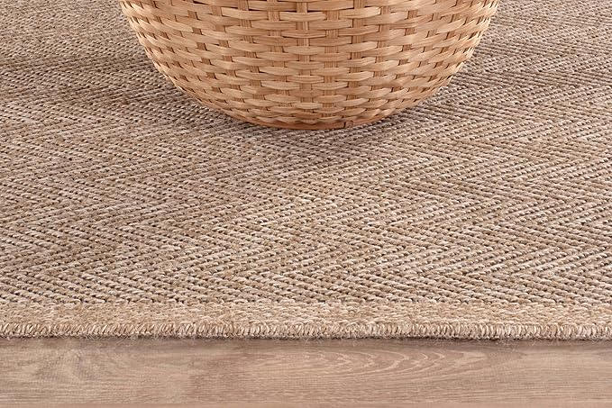 CAMILSON Easy Jute Rug 6x9, Indoor Outdoor Natural Color Fiber Area Rugs for Living Room Patio and Bedroom Rug Herringbone Seagrass Woven Design Easy-Cleaning, Washable Outside Carpet Alfombras 6 x 9-Ruum Studio Home