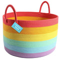 OrganiHaus Large Blanket Basket for Living Room 20x13, Rainbow Rope Basket for Classroom Organization, Toy Storage Basket, Woven Kids Laundry Basket, Baby Toy Box, Cute Storage Basket, Nursery Hamper-Ruum Studio Home