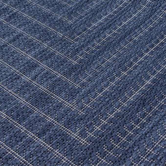 Adiva Rugs Outdoor Indoor Area Rug, Weather Resistant, Easy to Clean, Stain Resistant Floor Mat for Dining Room, Backyard, Deck, Patio (Navy Weiss, 2' x 3')-Ruum Studio Home