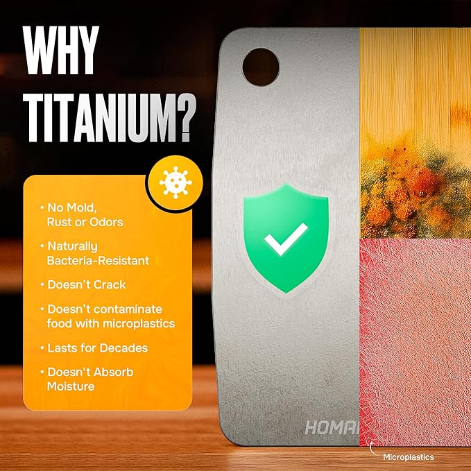 Titanium Cutting Board – Pure Titanium Chopping Board for Kitchen – Non-Toxic, Microplastic-Free, Double-Sided, Dishwasher Safe, Durable Metal Cutting Board-Ruum Studio Home