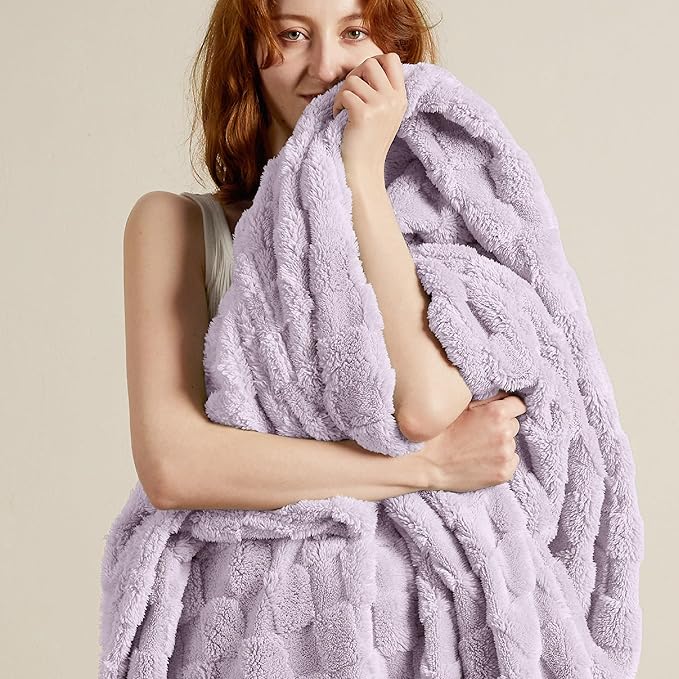 Bedsure GentleSoft Blankets Queen Size for Bed - Super Soft Cozy Blanket for Women Men Girls, Large Fuzzy Fleece Throw for Bedroom Decor, Lavender Fog, 90x90 Inches-Ruum Studio Home