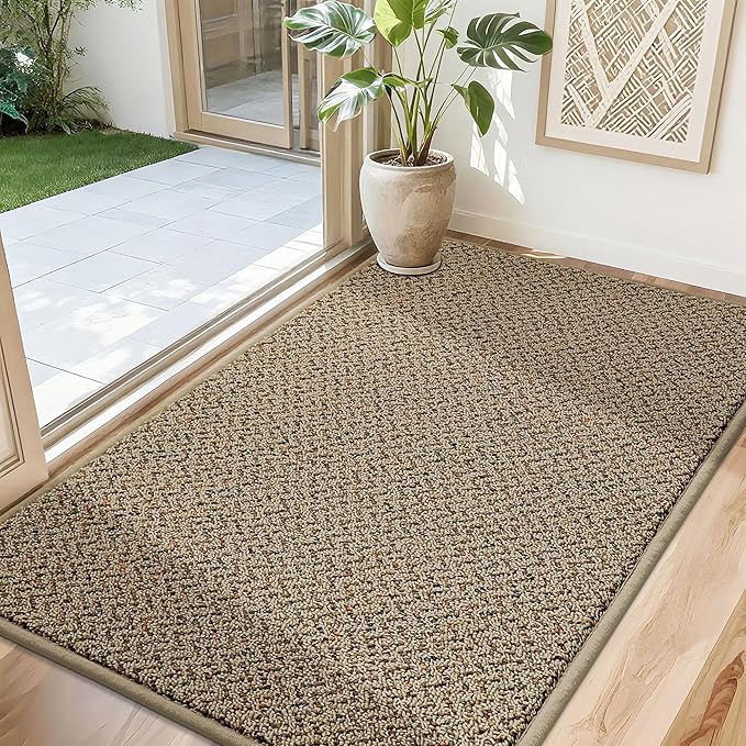 COSY HOMEER-Door-Mat 32"x48" Non Slip Absorbent Entryway Rugs Dirt Trapper Doormats Washable Entrance Mats Low Pile Welcome Floor Mat for Front Back Door and Entry Mats,Taupe-Ruum Studio Home