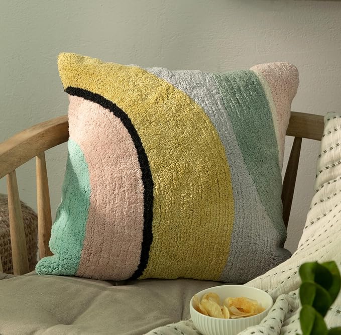 Tufted Boho Pillow Covers 18X18 Inch Throw Pillow Covers Decorative Cushion Cover Exquisitely Crafted with Hand-Finished Tuft Farmhouse Pillow Case for Couch Sofa Bed Living Room Bedroom-Ruum Studio Home