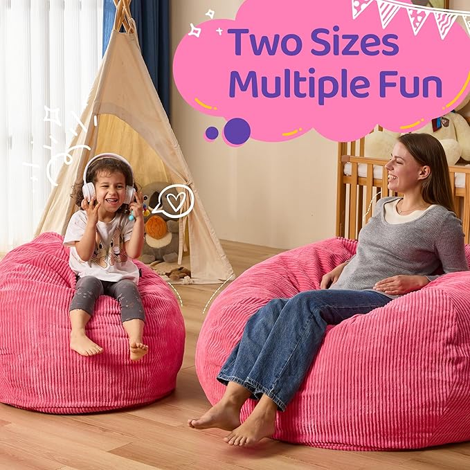 Bean Bag Chairs Teardrop Bean Bag Chair Beanbag Chair with Memory Foam Filled Machine Washable Cover for Living Room, Bedroom (Small,Pink)-Ruum Studio Home