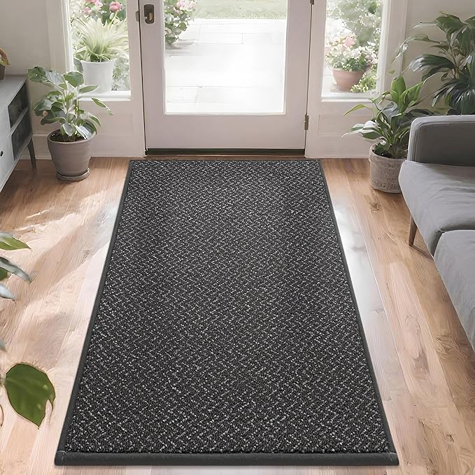 COSY HOMEER-Door-Mat 36"x60" Non Slip Absorbent Entryway Rugs Dirt Trapper Doormats Washable Entrance Mats Low Pile Welcome Floor Mat for Front Back Door and Entry Mats,Dark Grey-Ruum Studio Home