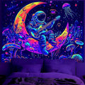 BVBOX Astronaut Space Blacklight Tapestry 79"x59", UV Reactive Astronaut Guitar Moon Universe Galaxy Planet Glow in Dark Music Tapestries, Black Light Neon Upright Poster Wall Hanging Backdrop Decor for Bedroom Living Room-Ruum Studio Home