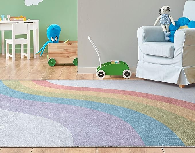 Well Woven Kids Rainbow Rug, 6' x 9', Multi Color-Ruum Studio Home