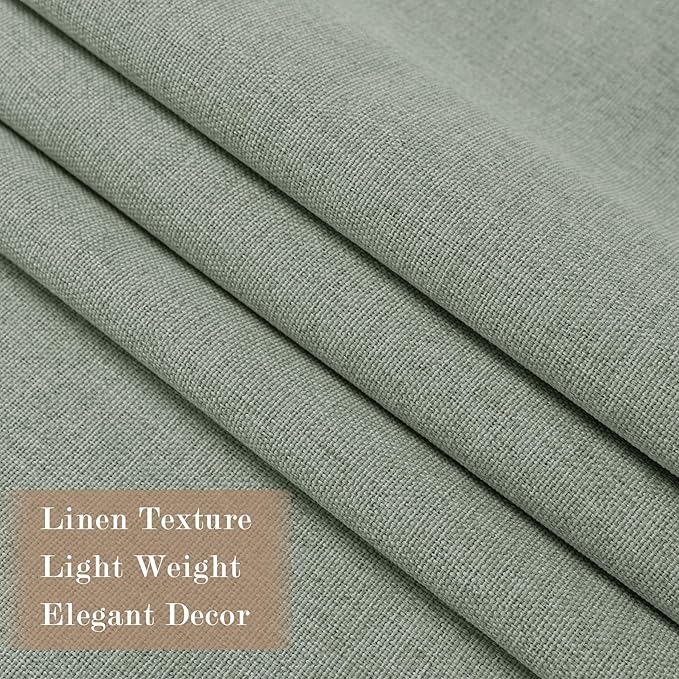 Fog Green Pinch Pleat 100% Blackout Drapes Linen Blend, Room Divider, Room Darkening, Energy Saving, Furniture Protecting, Light Blocking Extra Wide Privacy Curtains, 200Wx108L, 1 PC-Ruum Studio Home