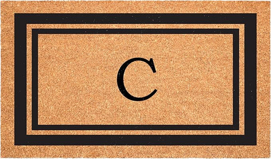 Calloway Mills 152962448 Black Border 24" x 48" Monogram Doormat (Letter C)-Ruum Studio Home