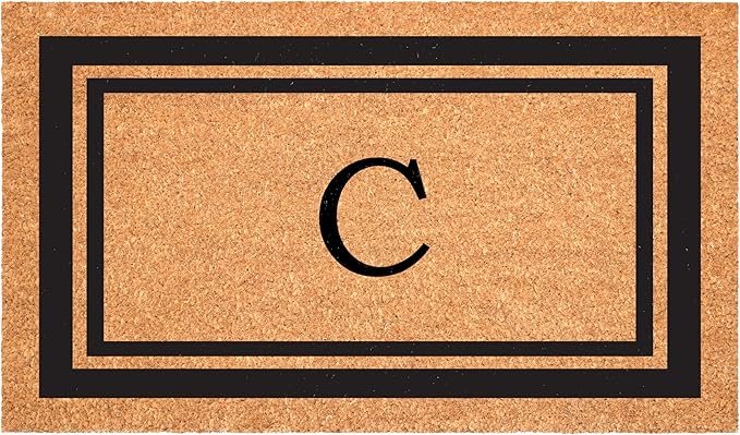 Calloway Mills 152961830C Black Border 18" x 30" Monogram Doormat, (Letter C)-Ruum Studio Home