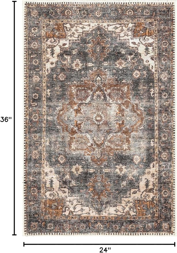 Keen Home Design 2x3 Rug - Machine Washable Entry Rug with Non-Slip Backing, Ideal for Enteryway, Kitchen, Bathroom, Laundry Room - Vintage, Easy Clean, Durable, Low Pile Rug - (2' x 3')-Ruum Studio Home