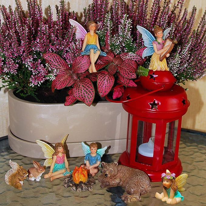 Mood Lab Fairy Garden - Miniature Fairies Figurines Accessories - Camping Kit of 9 pcs - Set for Outdoor or House Decor-Ruum Studio Home