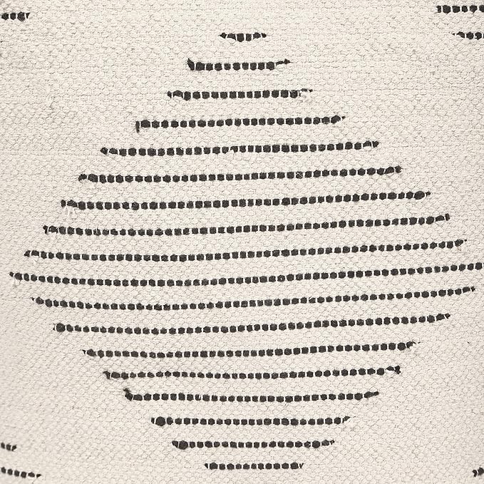 REDEARTH · UNSTUFFED Pouf Ottoman Cover Textured Boho Storage Square Home Decor Poof Pouffe Space Saver Footrest for Living Room, Bedroom, Nursery, Kidsroom; 100% Cotton (18"x18"x18"; Black)-Ruum Studio Home