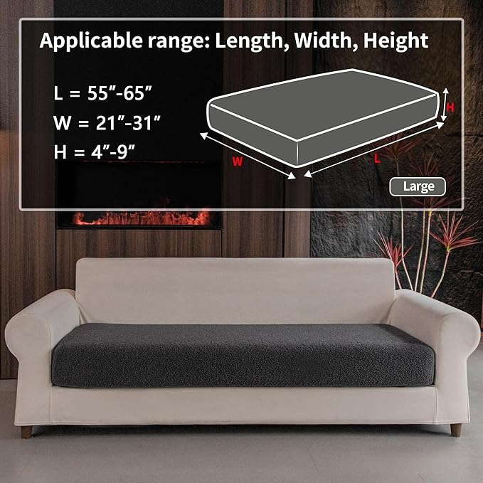 Couch Cushion Covers for Sectional Sofa, Stretch Soft Sofa Slipcovers Washable Wear-Resistant Universal Furniture Protector for Living Room(1 Piece Large Cover, Dark Gray)-Ruum Studio Home