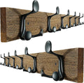 SKOLOO 39-Inch Wood Burnt Coat Rack Wall Mount with 6 Triple Hooks - Ideal for Family Entrances, Classrooms, and Pet Supplies Storage - Perfect Coat Hooks for Wall, Pack of 2-Ruum Studio Home