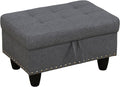 Ottoman Rectangular Storage Ottoman Bench, Flannel Footrest Stool Footstool with Lid for Living Room, Bedroom, Entryway, Light Gray, 28.5"x19"x17.5"-Ruum Studio Home