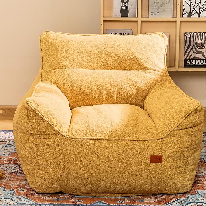 Bean Bag Chair with Filler, Bean Bag Sofa Chair with Tufted Soft Armrests Plush Lazy Sofa Comfy Chair,Large BeanBag Chair for Adults in Livingroom, Bedroom-Ruum Studio Home