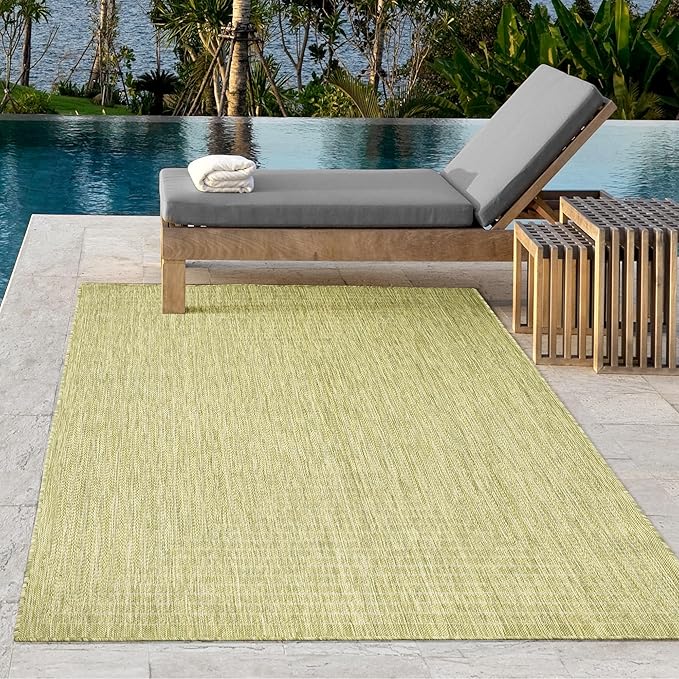Adiva Rugs Outdoor Indoor Area Rug, Weather Resistant, Easy to Clean, Stain Resistant Floor Mat for Dining Room, Backyard, Deck, Patio (Olive Weiss, 2'6" x 7')-Ruum Studio Home