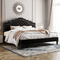 Allewie King Bed Frame with Adjustable Velvet Tiara Headboard, Upholstered Diamond Button Tufted Platform Bed, Wood Slats Support, No Box Spring Needed, Mattress Foundation, Easy Assembly, Black-Ruum Studio Home