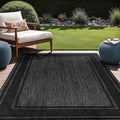 Beverly Rug Outdoor Rug 8x10 Modern Bordered Area Rugs for Indoor and Outdoor Patio Deck Porch Garden Waterproof Weather Sun Resistant Washable Outside Carpet (8 x 10 Black)-Ruum Studio Home